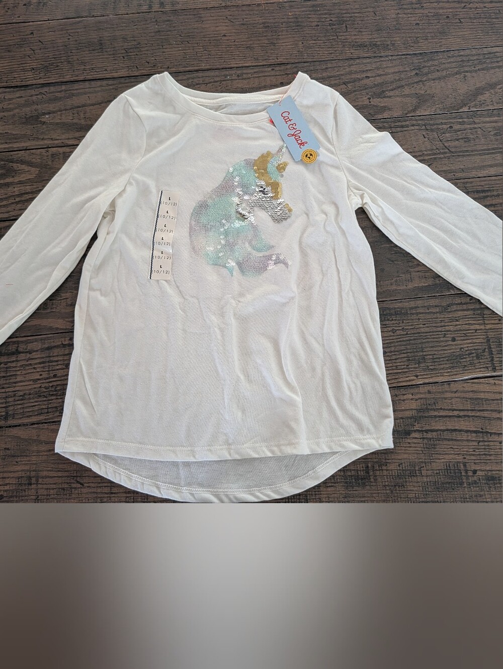 Cat & Jack White Long-Sleeve Top with Sequin Mermaid
